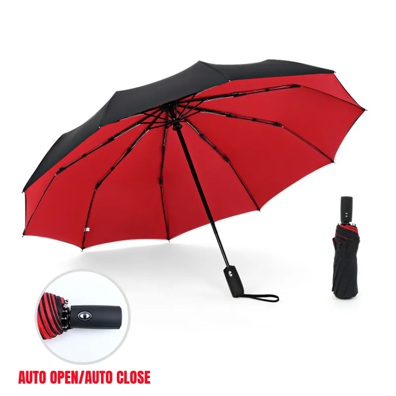 Parasol Umbrella Large - Windproof Double Layer ร่มกันฝนอัตโนมัติผู้ชายผู้หญิง 10K Strong