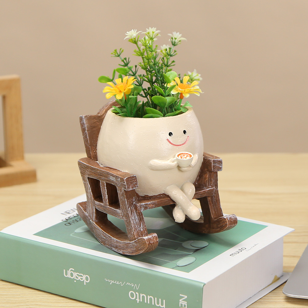 Garden Swing Chair - เก้าอี้/Swing Smile Face Planter เรซิ่นแขวนน่ารักหัว Planters