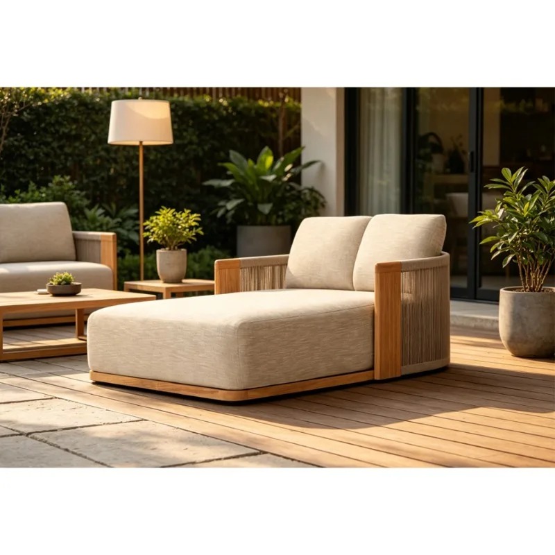 Outdoor Furniture Teak Wood - เตียงอาบแดดไม้สักสำหรับลานบ้าน ทนทานต่อสภาพอากาศ เหมาะสำหรับใช้กลางแจ้ง สำหรับโฮมสเตย์ ระเบียง สวนหย่อม