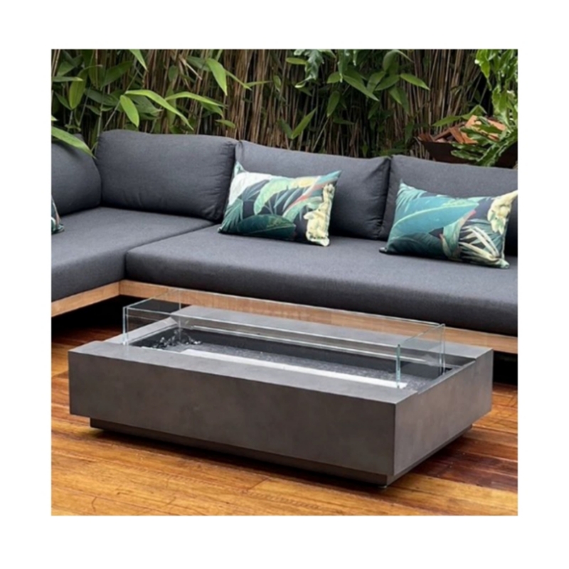 Outdoor Furniture Fire Pit Set - เตาผิงเหล็กคอร์เทนสมัยใหม่ ชุดเฟอร์นิเจอร์กลางแจ้งแบบใช้แก๊ส โต๊ะเตาผิงขนาดใหญ่ เตาผิงแก๊สขนาดใหญ่