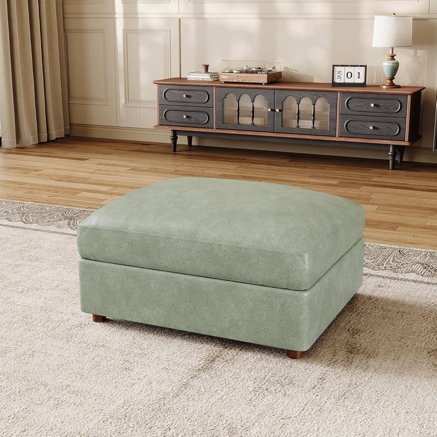 Outdoor Furniture Green - โมดูลออตโตมันหนังเทียมสีเขียวสำหรับโซฟาแบบแยกส่วน, 1 ชิ้น, ปรับแต่งได้