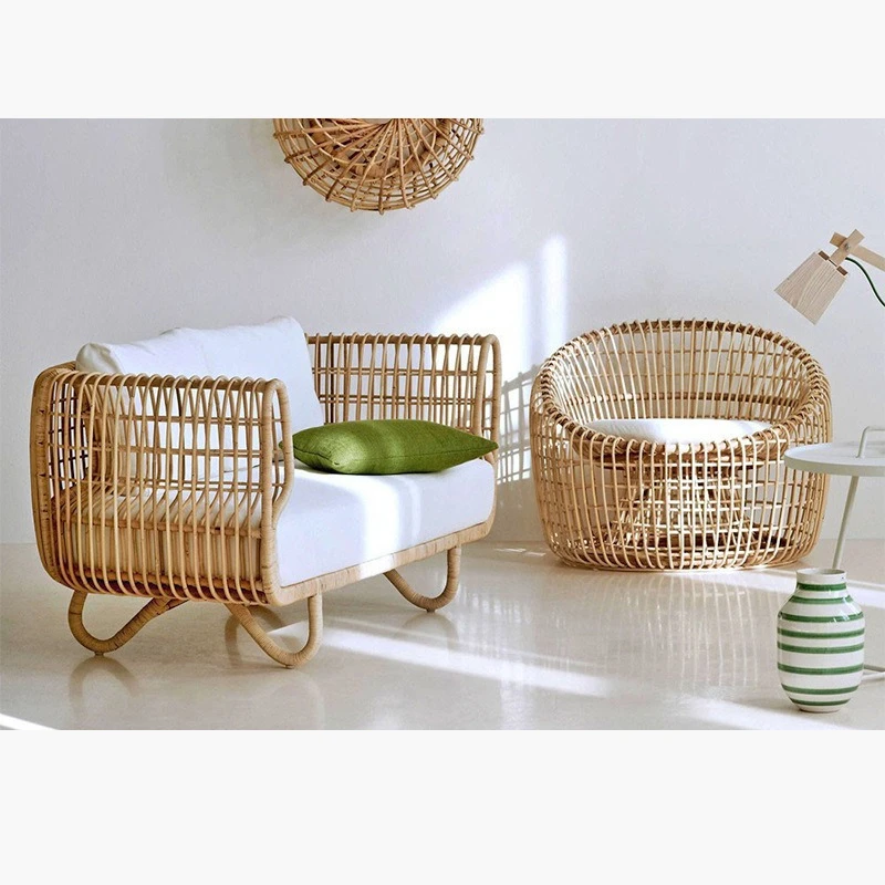 Outdoor Furniture Indonesia - โซฟากลางแจ้ง อินโดนีเซีย โซฟากลางแจ้งทรงรังนก ขนาดเล็ก งานศิลปะจากหวายแท้ เฟอร์นิเจอร์ระเบียงหวายธรรมชาติ