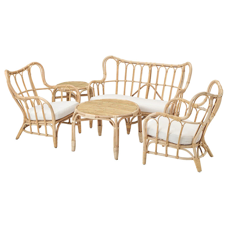 Outdoor Furniture Indonesia - โซฟาหวายแท้ธรรมชาติแบบกำหนดเอง เก้าอี้คู่สำหรับกลางแจ้ง สไตล์อินส์ สำหรับลานบ้าน แบบสบายๆ เฟอร์นิเจอร์เอเชียตะวันออกเฉียงใต้
