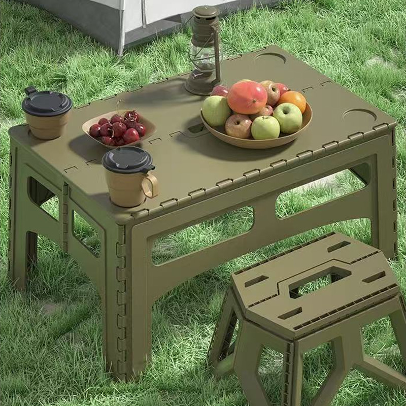 Outdoor Furniture Exhibition - พับแบบพกพากลางแจ้งขยายพลาสติก Camping ตาราง Simple Daily Necessities
