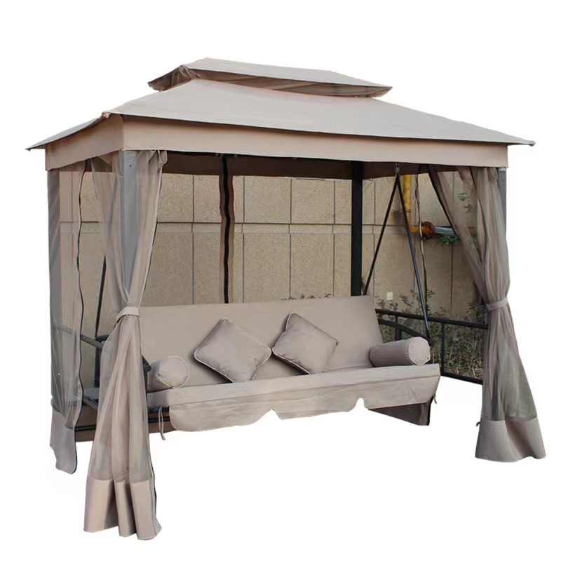 Garden Swing Chair - เก้าอี้ชิงช้าแขวนสำหรับระเบียงพร้อมหลังคา เตียงนอนกลางแจ้งสำหรับสวน ศาลาพักผ่อนกลางแจ้ง เต็นท์ชิงช้า
