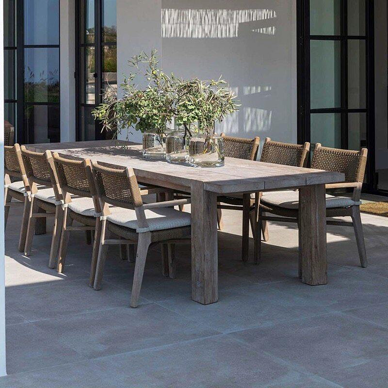Outdoor Furniture Teak Wood - โต๊ะและเก้าอี้กลางแจ้ง ทนทานต่อการกัดกร่อน ทำจากไม้สัก สำหรับวิลล่า ลานบ้าน เฟอร์นิเจอร์โรงแรม