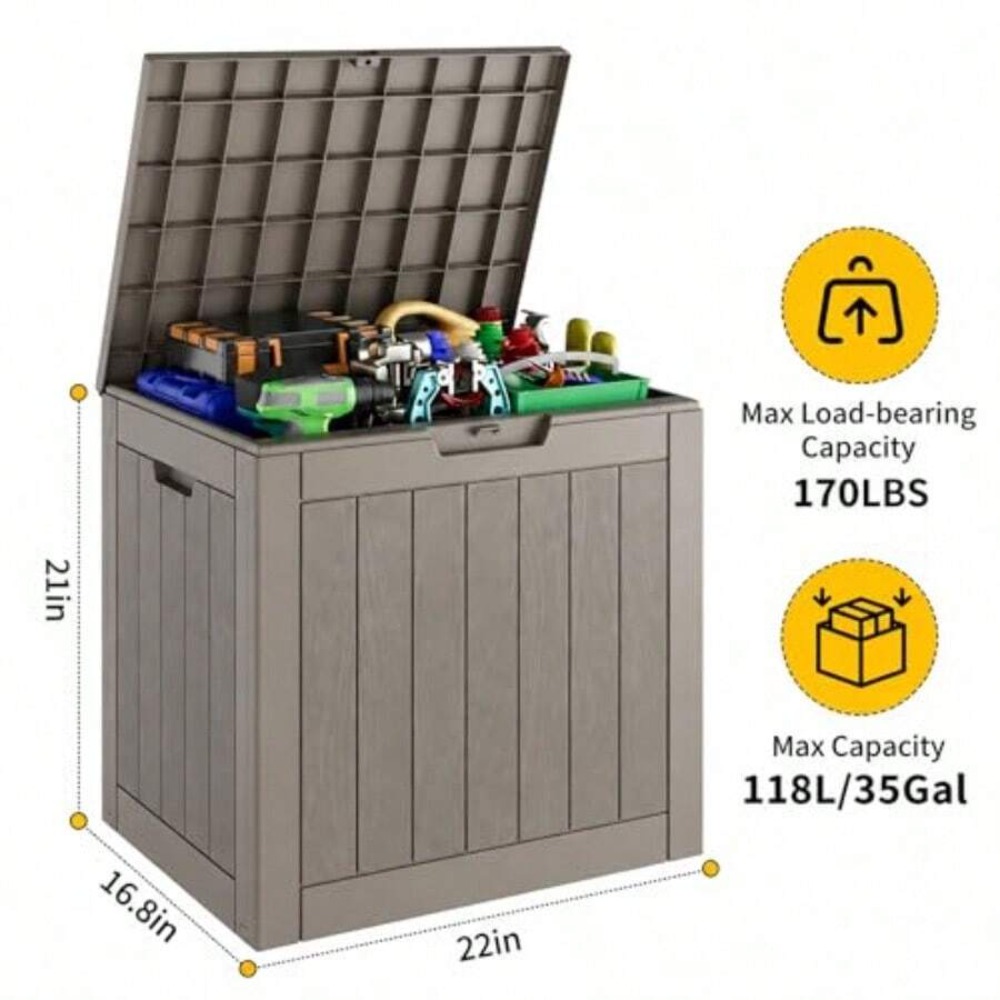 กล่องเก็บของกลางแจ้งขนาด 35 แก - Outdoor Furniture Resin บทวิจารณ์และราคา