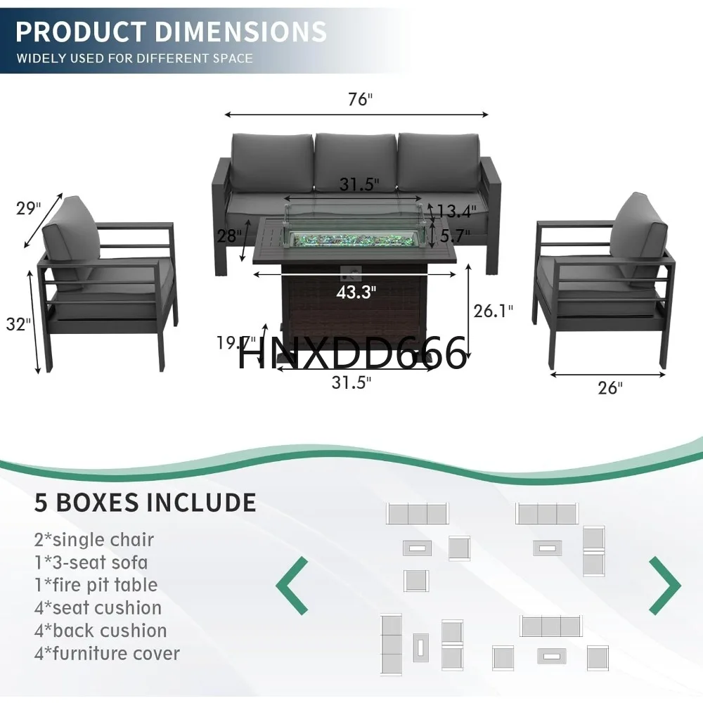 ชุดเฟอร์นิเจอร์ลานบ้านพร้อมโต๊ - Outdoor Furniture Fire Pit Set บทวิจารณ์และราคา