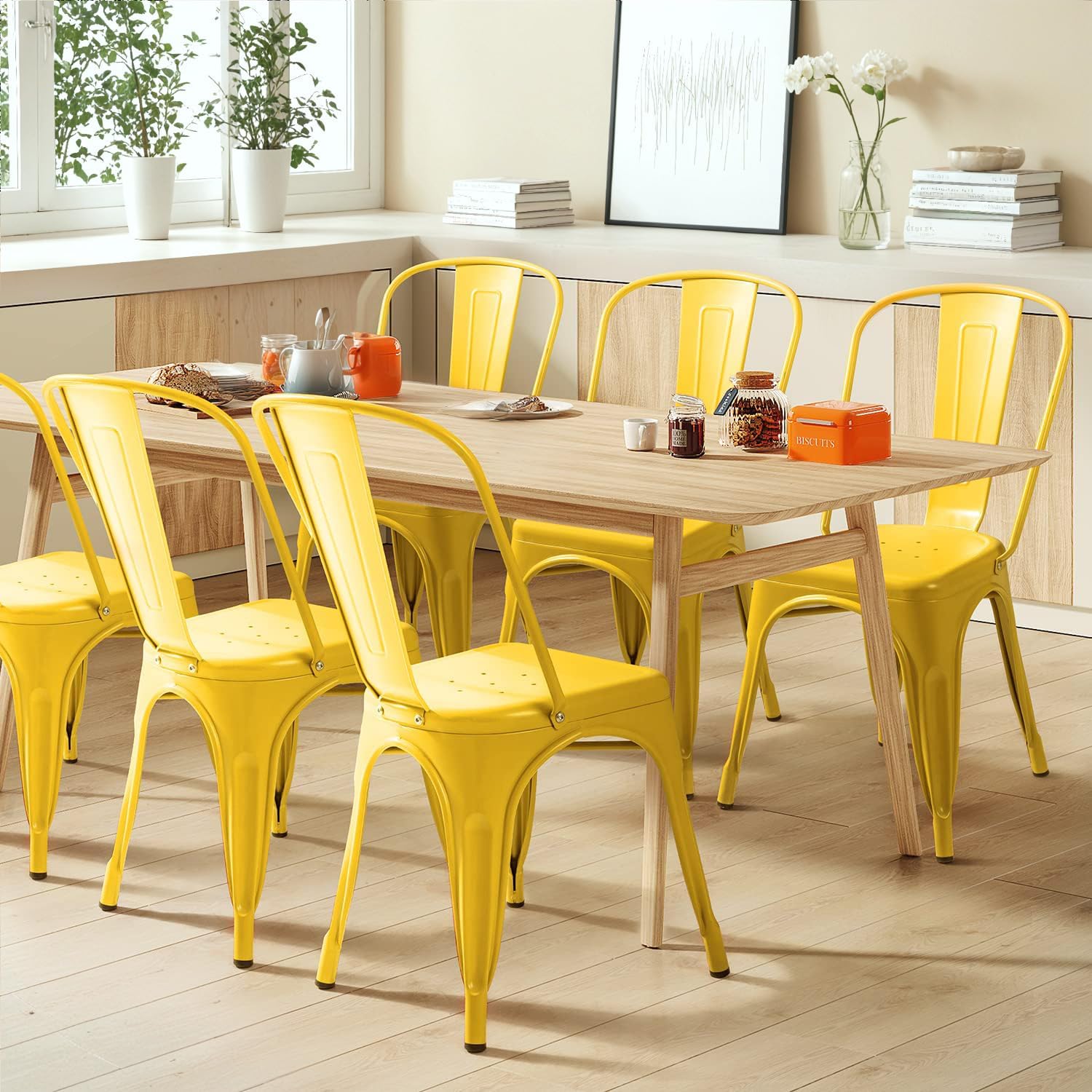 ชุดเก้าอี้รับประทานอาหารโลหะ 4 - Outdoor Furniture Yellow บทวิจารณ์และราคา