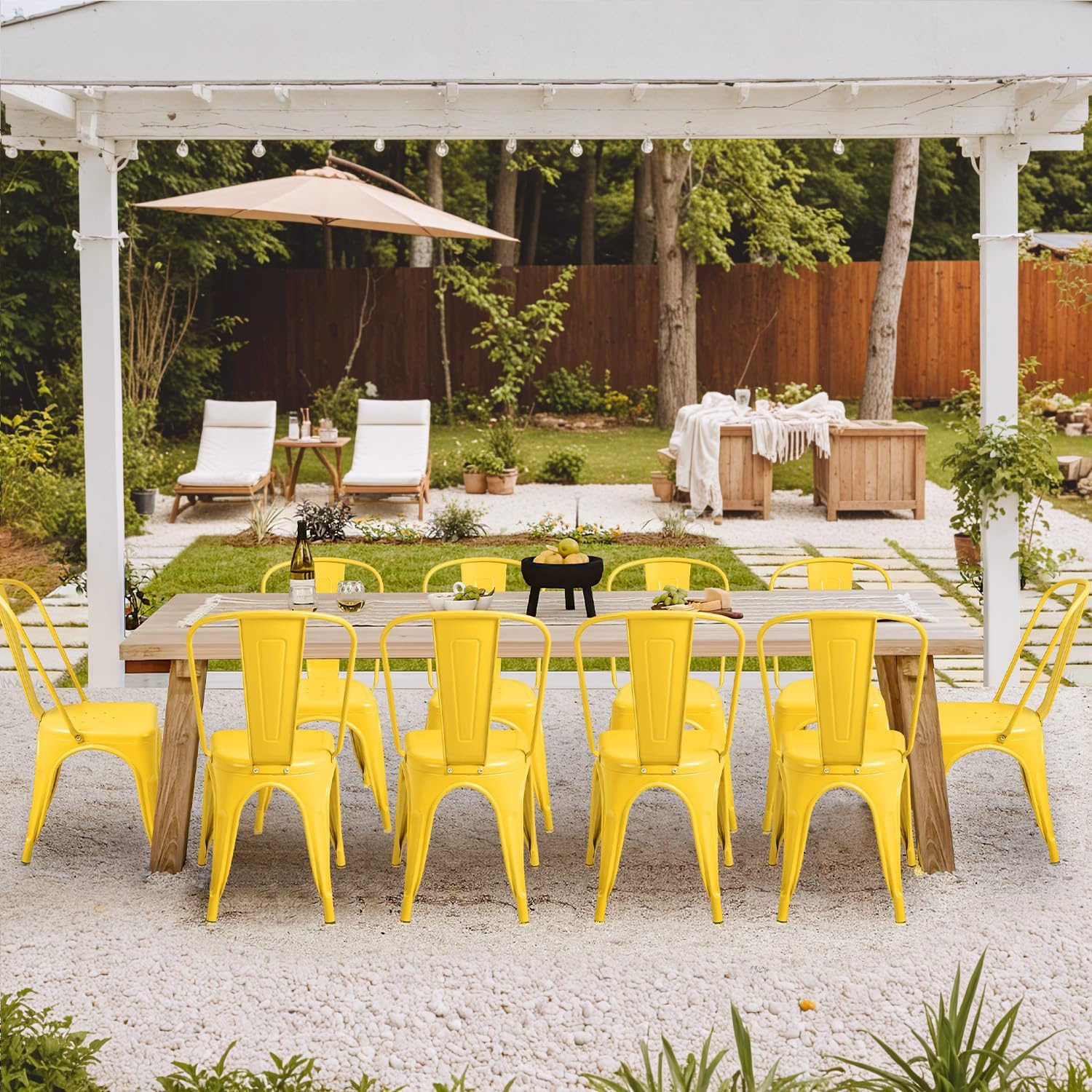 ชุดเก้าอี้รับประทานอาหารโลหะ 4 - Outdoor Furniture Yellow บทวิจารณ์และราคา