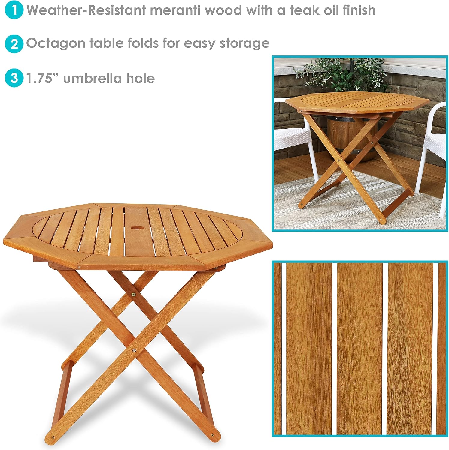 โต๊ะพับกลางแจ้งไม้เมอร์แอนตี้  - Outdoor Furniture Teak Wood บทวิจารณ์และราคา