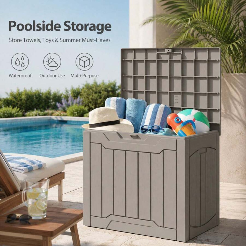 กล่องเก็บของกลางแจ้งกันน้ำขนาด - Outdoor Furniture Resin บทวิจารณ์และราคา