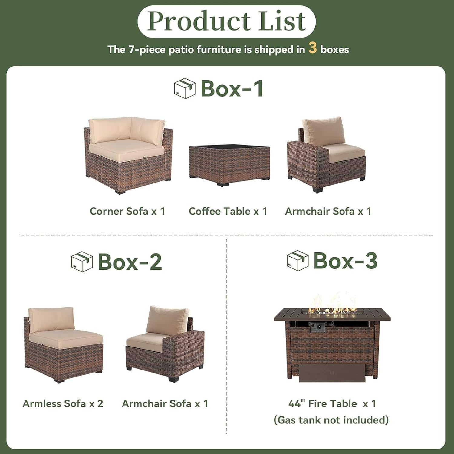 ชุดเฟอร์นิเจอร์ลานบ้าน 7 ชิ้น  - Outdoor Furniture Fire Pit Set บทวิจารณ์และราคา