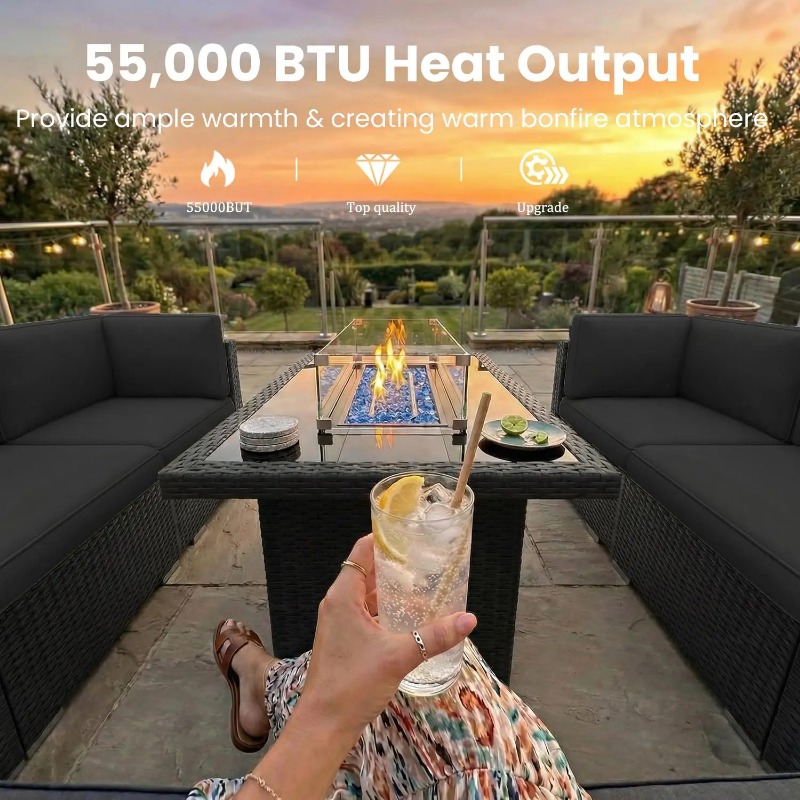 ชุดโซฟาหวายสำหรับลานกลางแจ้ง 8 - Outdoor Furniture Fire Pit Set บทวิจารณ์และราคา
