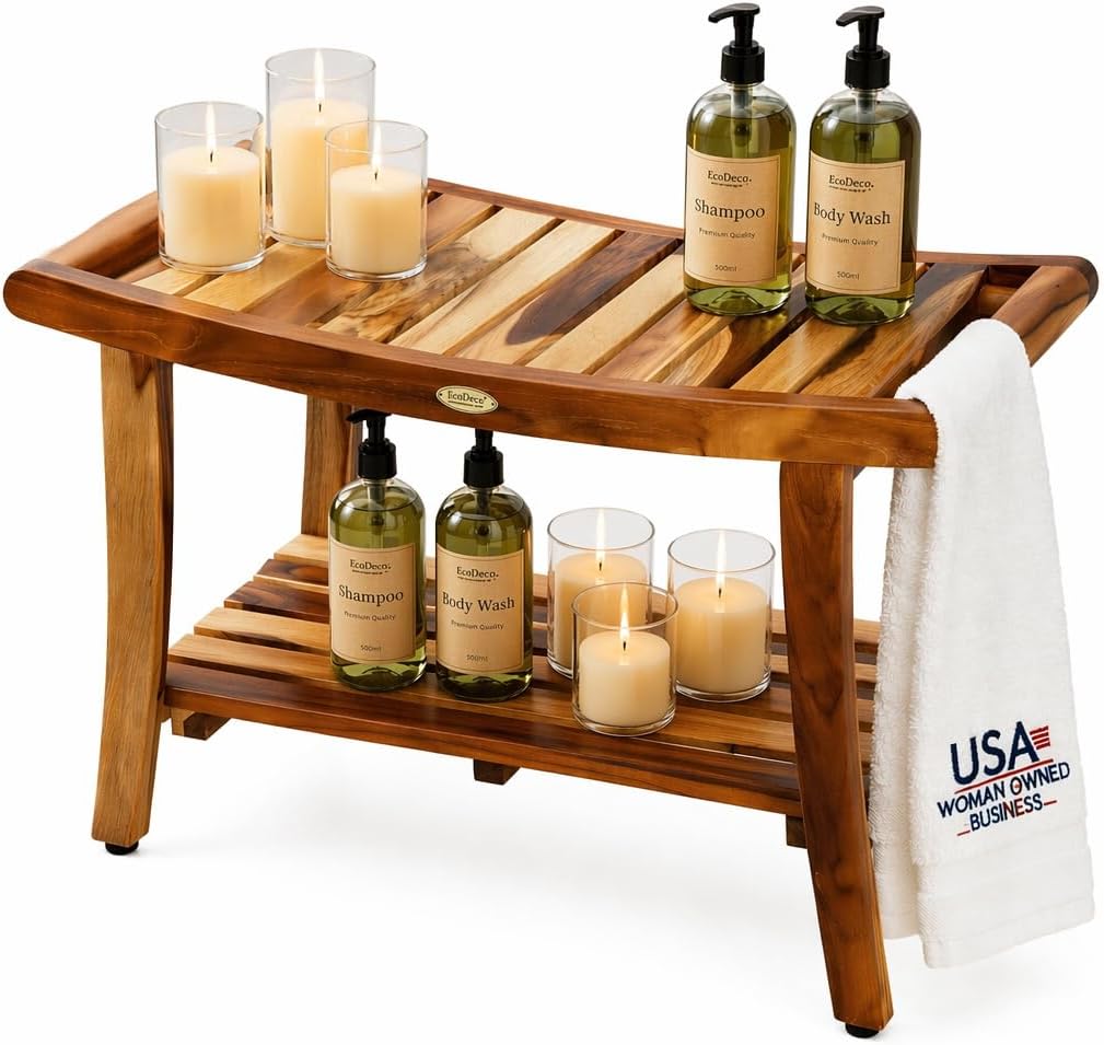 ม้านั่งอาบน้ำไม้สัก พร้อมชั้นว - Outdoor Furniture Teak Wood บทวิจารณ์และราคา
