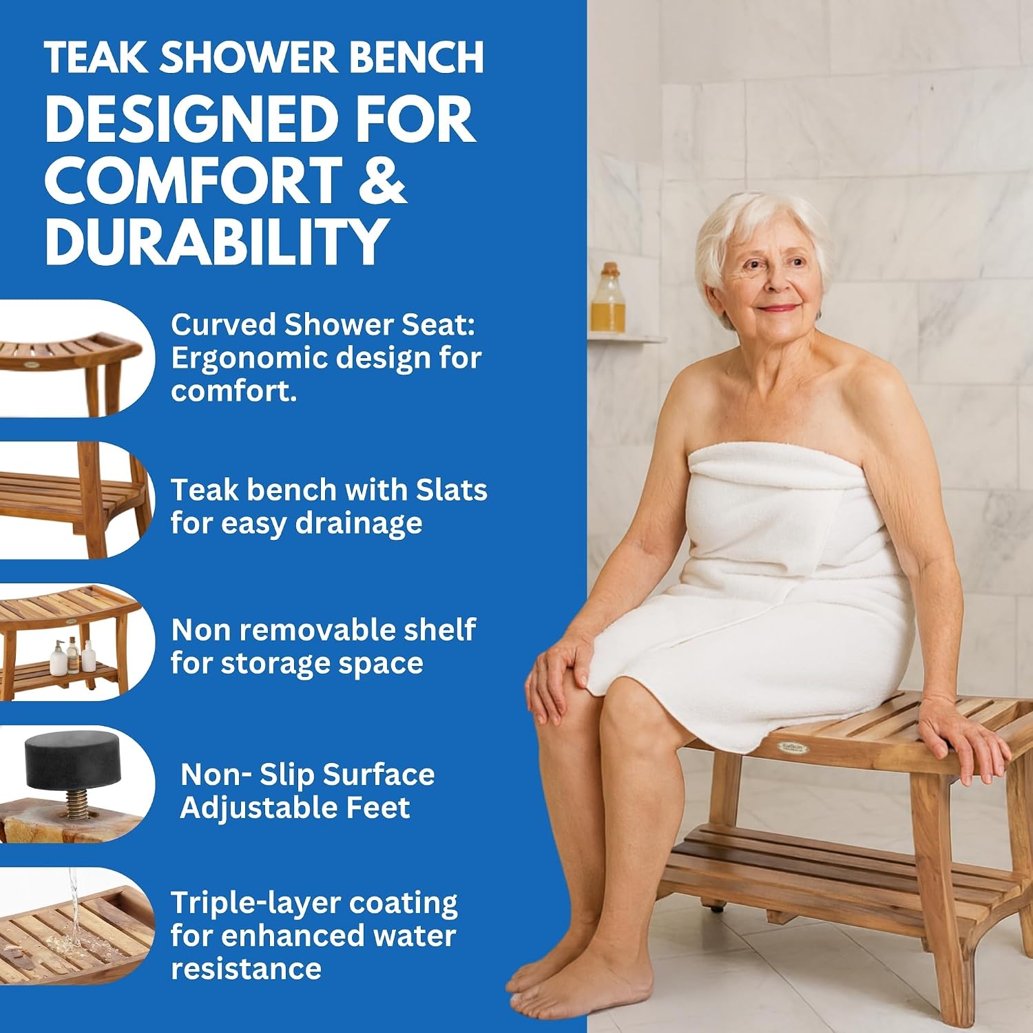 ม้านั่งอาบน้ำไม้สัก พร้อมชั้นว - Outdoor Furniture Teak Wood บทวิจารณ์และราคา