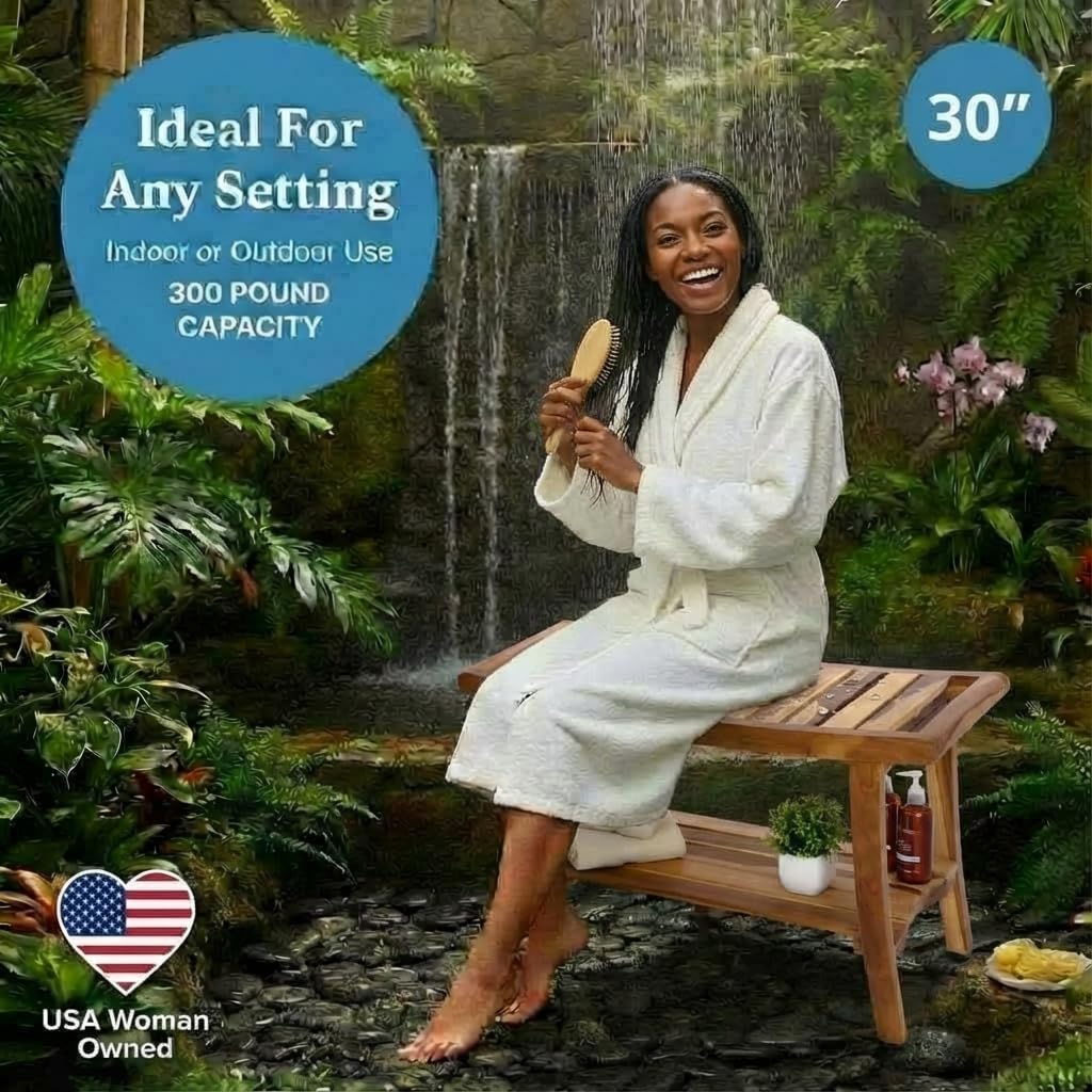 ม้านั่งอาบน้ำไม้สัก พร้อมชั้นว - Outdoor Furniture Teak Wood บทวิจารณ์และราคา