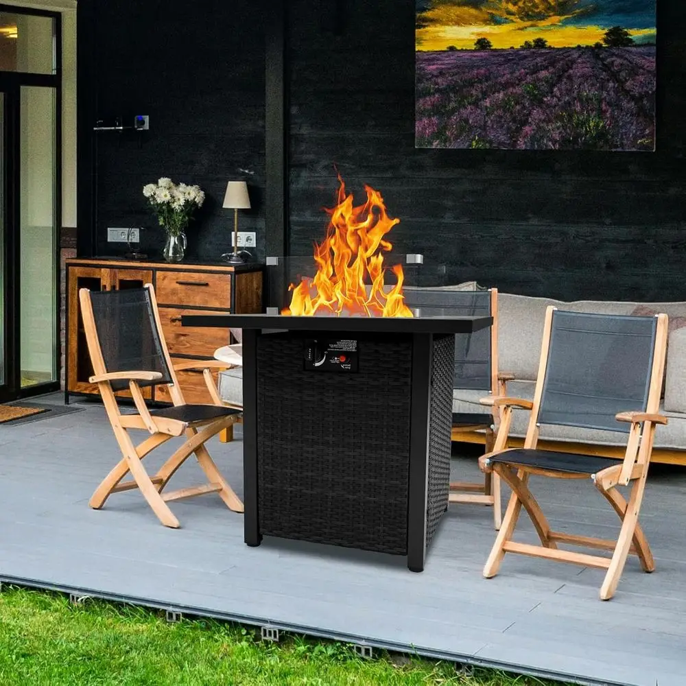 ชุดเฟอร์นิเจอร์หวายสำหรับลานกล - Outdoor Furniture Fire Pit Set บทวิจารณ์และราคา