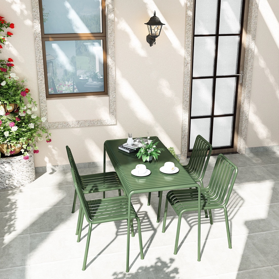 การพักผ่อนกลางแจ้งที่ทันสมัย,  - Outdoor Furniture Green บทวิจารณ์และราคา