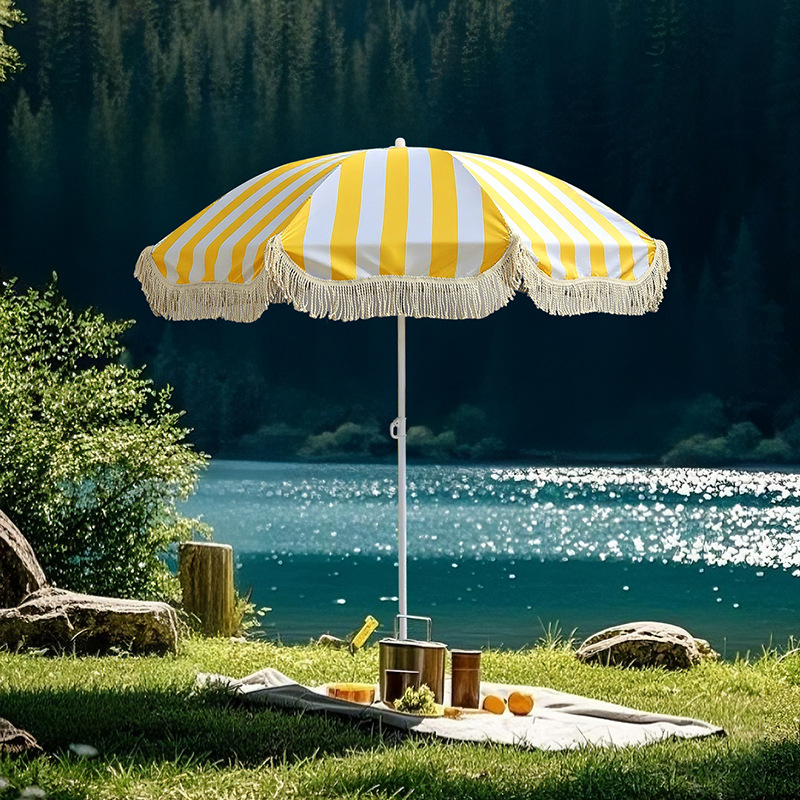 ร่มชายหาดตกแต่งพร้อมพู่ 1 ชิ้น - Outdoor Furniture Yellow บทวิจารณ์และราคา
