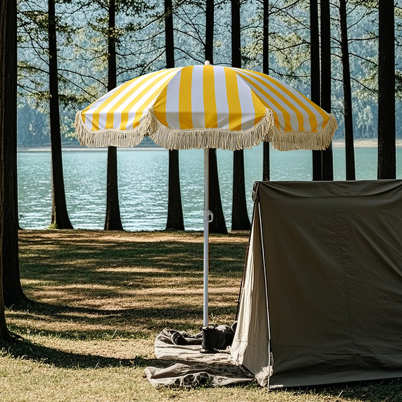 ร่มชายหาดตกแต่งพร้อมพู่ 1 ชิ้น - Outdoor Furniture Yellow บทวิจารณ์และราคา
