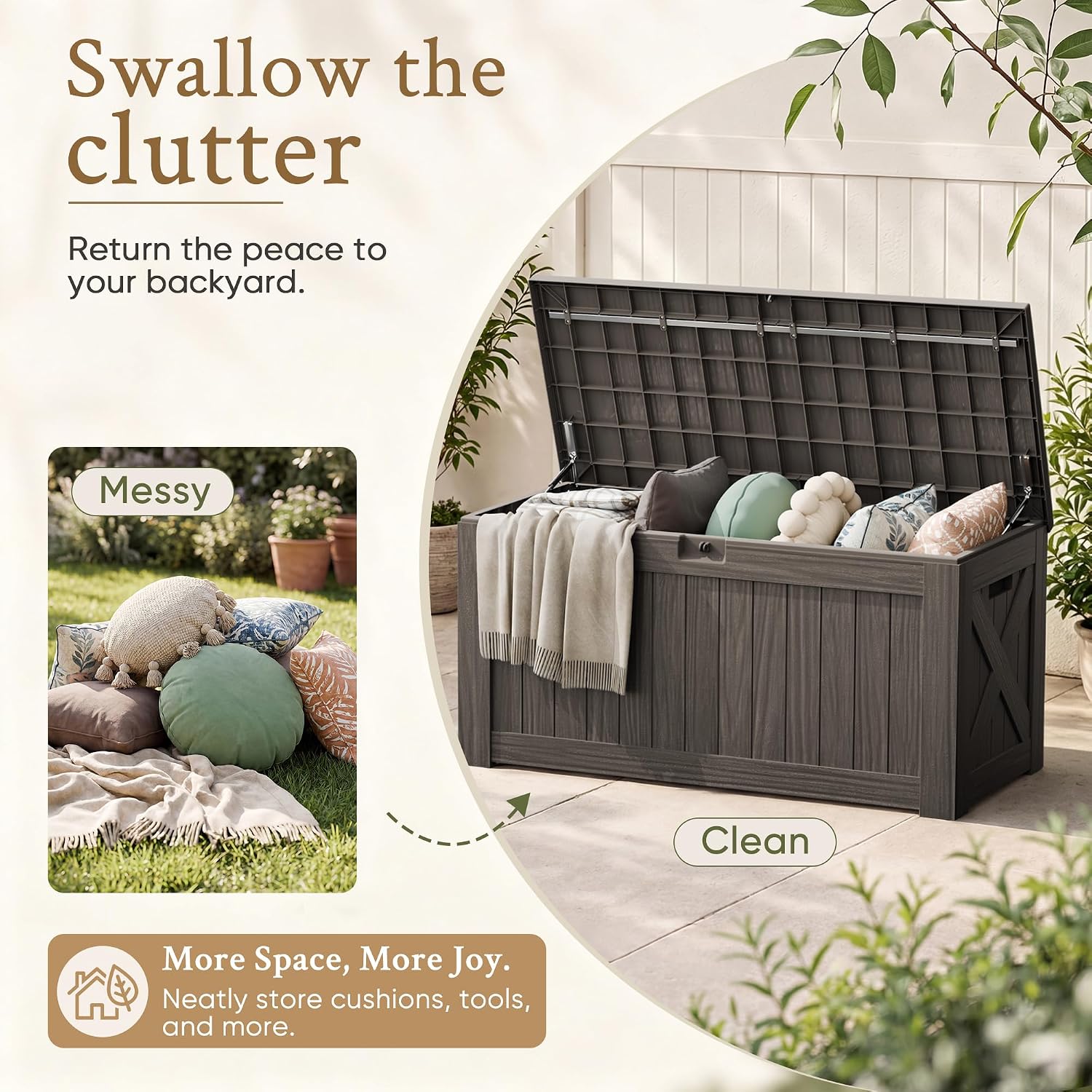 กล่องเก็บของขนาดใหญ่ 120 แกลลอ - Outdoor Furniture Resin บทวิจารณ์และราคา