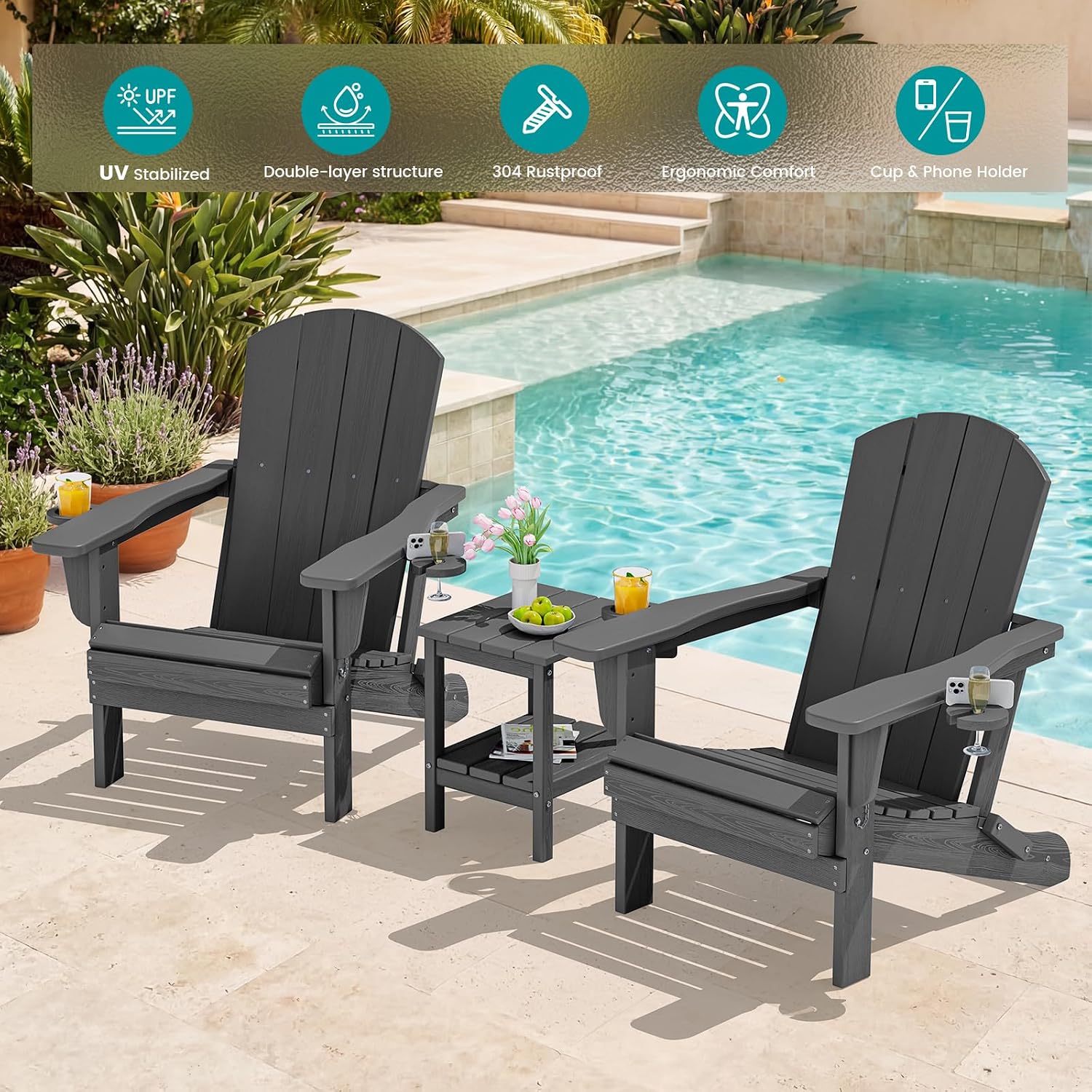 ชุดเก้าอี้พับกลางแจ้ง 2 ตัว, เ - Outdoor Furniture Fire Pit Set บทวิจารณ์และราคา