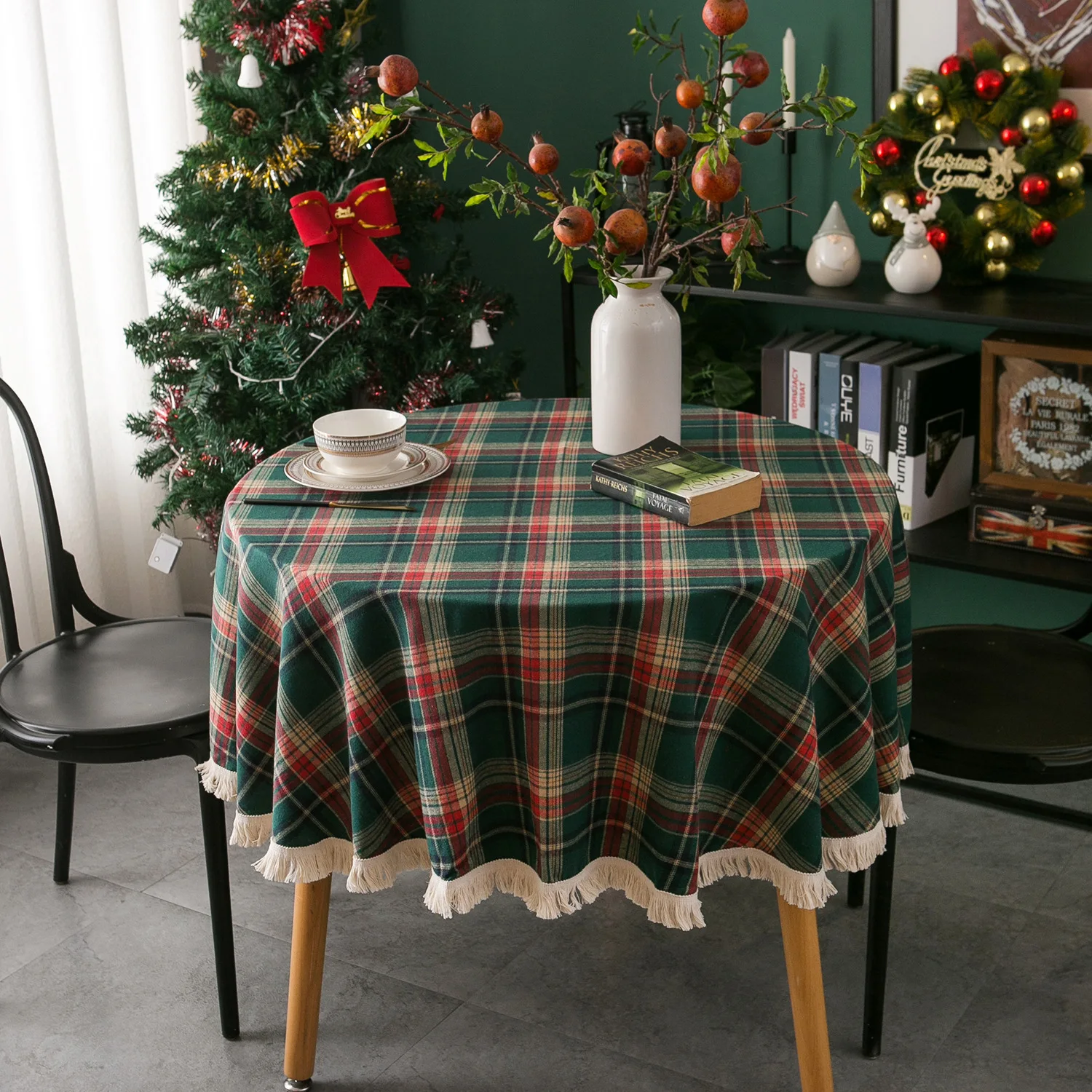 ผ้าปูโต๊ะลายสก็อตประดับพู่ตกแต - Outdoor Furniture Green บทวิจารณ์และราคา