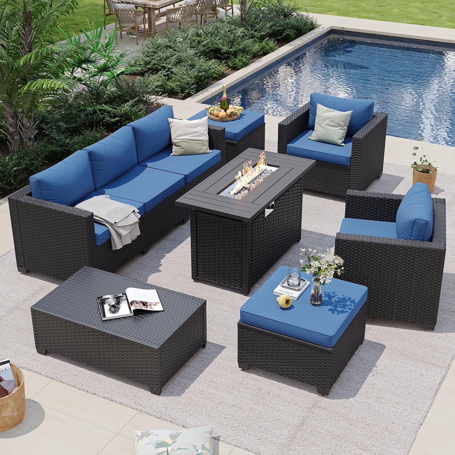 โซฟาแบบแยกส่วนสำหรับกลางแจ้งสี - Outdoor Furniture Fire Pit Set บทวิจารณ์และราคา