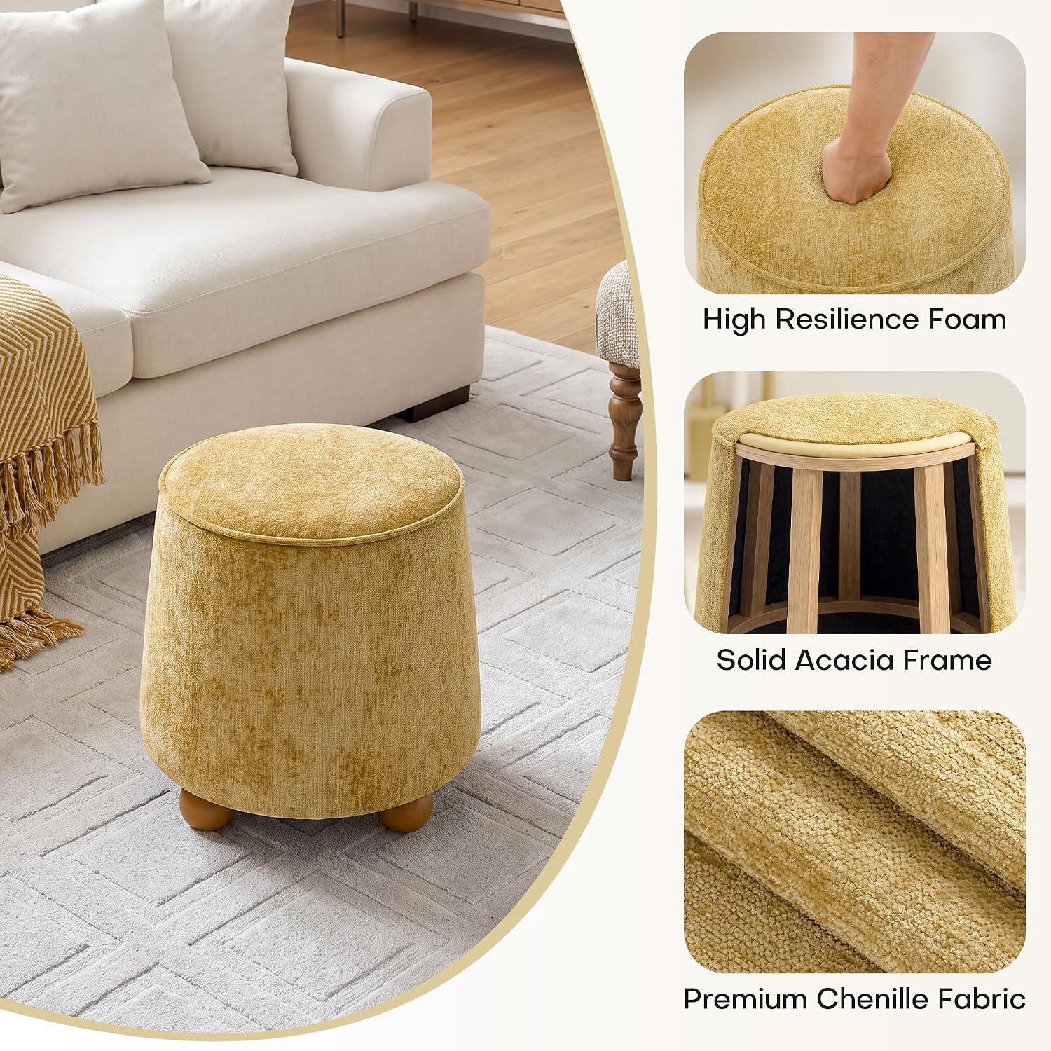 เก้าอี้สตูลทรงกลมขาไม้ยางพาราแ - Outdoor Furniture Yellow บทวิจารณ์และราคา
