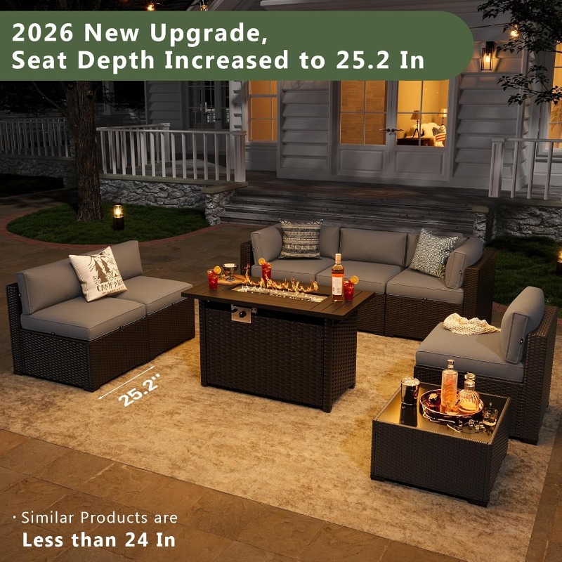 ชุดเฟอร์นิเจอร์ลานบ้าน Aoxun 8 - Outdoor Furniture Fire Pit Set บทวิจารณ์และราคา