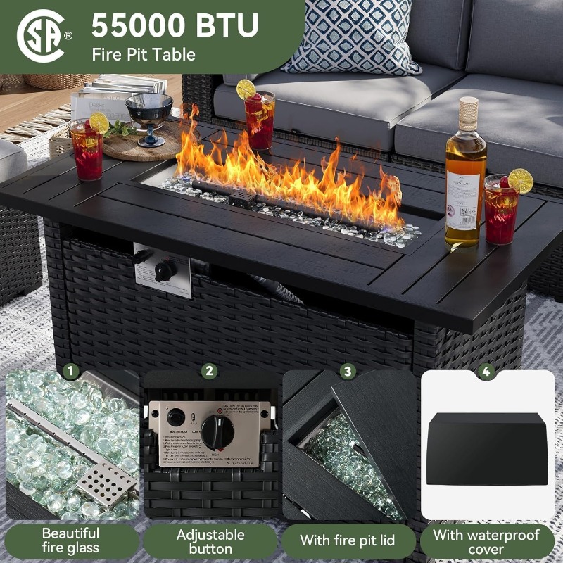 ชุดเฟอร์นิเจอร์ลานบ้าน Aoxun 8 - Outdoor Furniture Fire Pit Set บทวิจารณ์และราคา