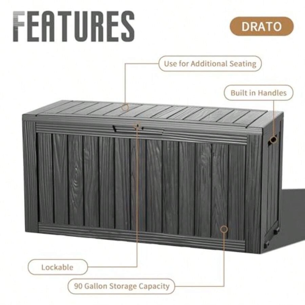 กล่องเก็บของกลางแจ้งขนาด 90 แก - Outdoor Furniture Resin บทวิจารณ์และราคา