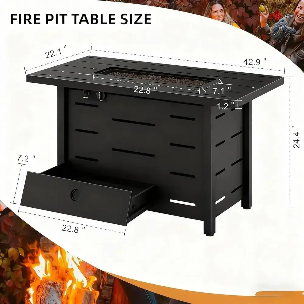 ชุดเฟอร์นิเจอร์หวายสำหรับลานกล - Outdoor Furniture Fire Pit Set บทวิจารณ์และราคา