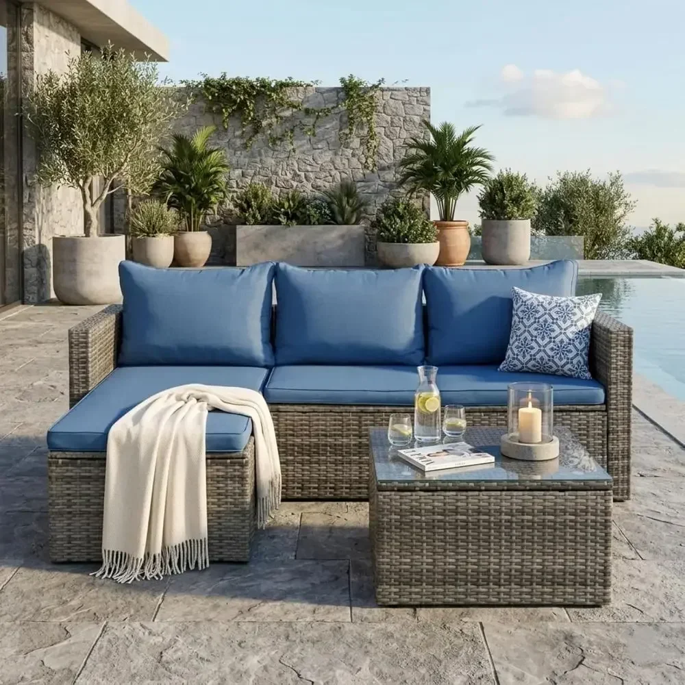 ชุดเฟอร์นิเจอร์หวายสำหรับลานกล - Outdoor Furniture Fire Pit Set บทวิจารณ์และราคา